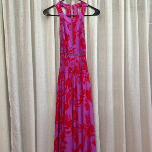 Purple and Red Floral Maxi Dress